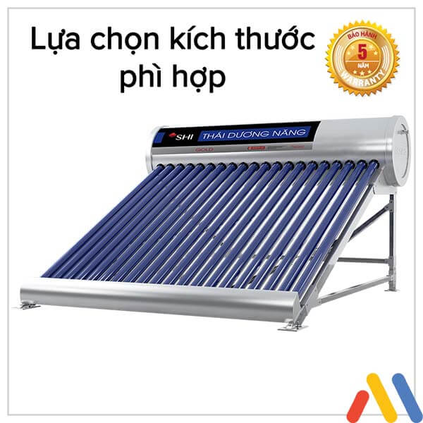 Lựa chọn kích thước máy nước nóng năng lượng mặt trời phù hợp