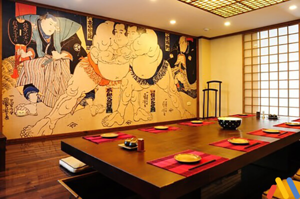 kích thước bàn ghế nhà hàng theo phong cách Nhật Bản