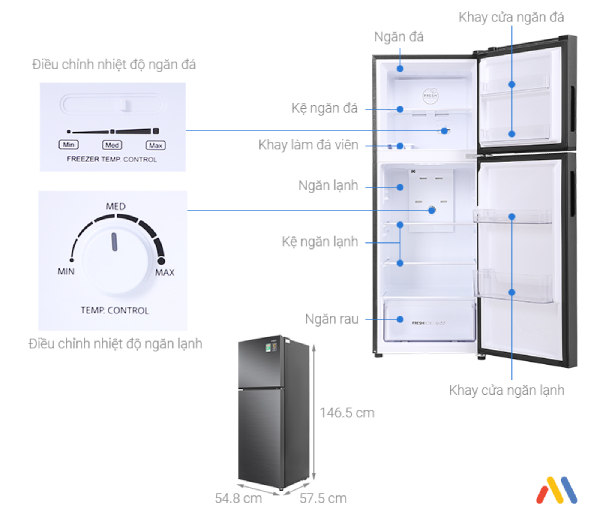 Tủ Lạnh AQUA Inverter 212 Lít AQR-T239FA(HB)