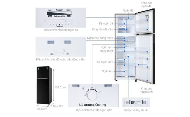 Tủ lạnh Samsung Inverter dung tích 256 lít