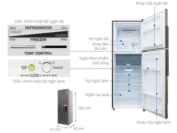 Tủ lạnh sharp có tốt không? Kích thước của tủ lạnh Sharp Inverter 287 lít SJ-X316E-DS