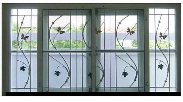 Mẫu hoa sắt cửa sổ thiết kế họa tiết cánh bướm đẹp
